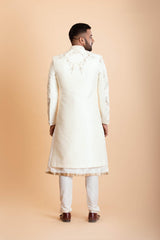 Off white Raw silk Sherwani