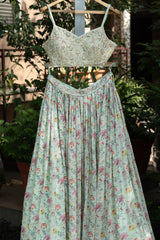 Baby Blue Floral Print Lehenga