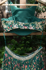 Emerald Green Floral Lehenga