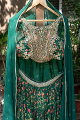 Emerald Green Floral Lehenga