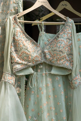 Mint Green Embroidered Lehenga