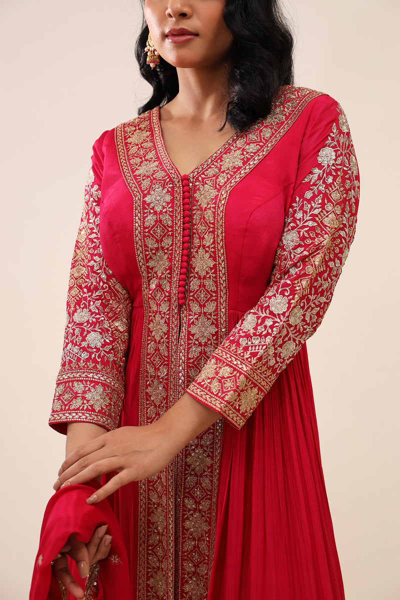 Fuschia Grace A-Line Kurta Set