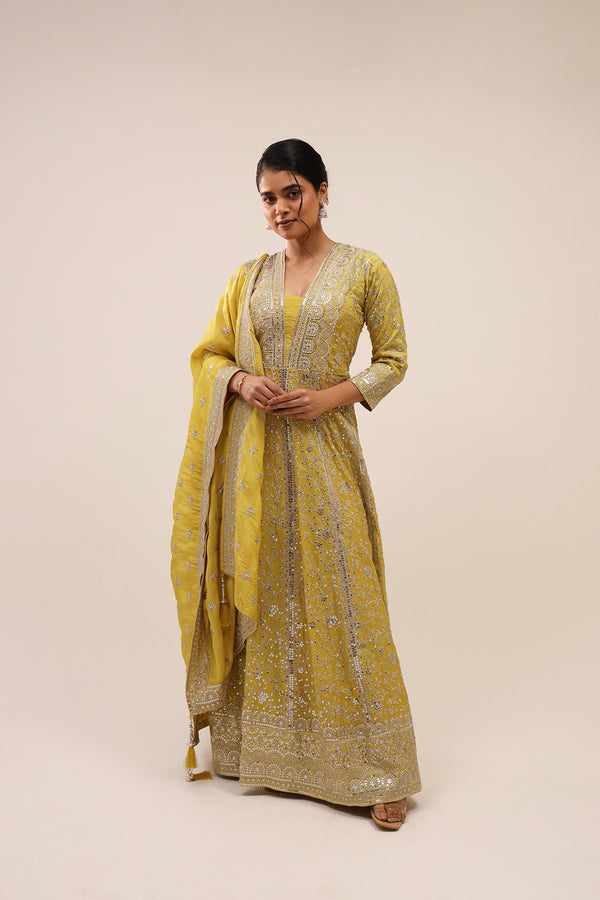 YELLOW TISSUE ANARKALI