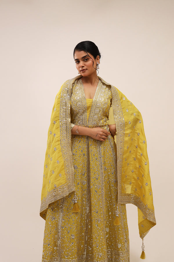 YELLOW TISSUE ANARKALI