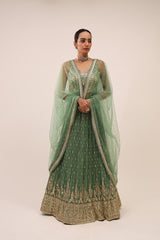 Green Tissue Lehenga Set
