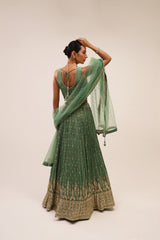 Green Tissue Lehenga Set