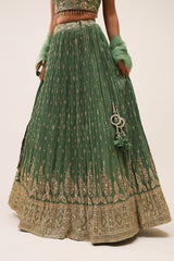 Green Tissue Lehenga Set