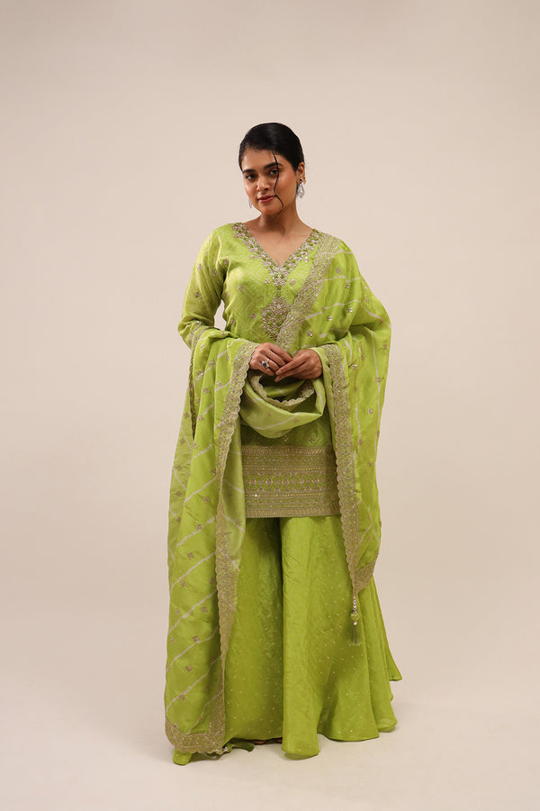 Vibrant Green Sharara Set