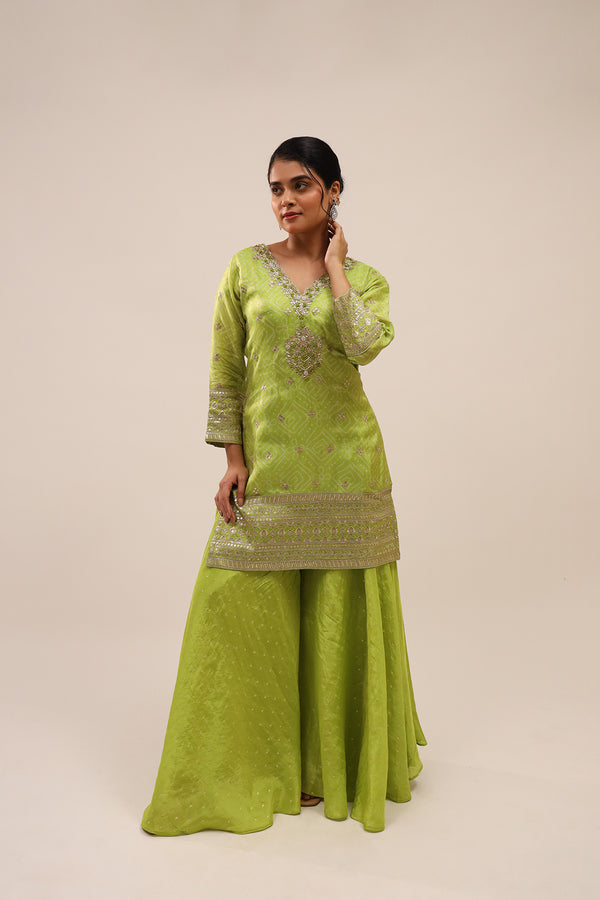 Vibrant Green Sharara Set