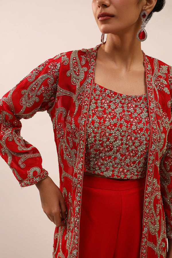 Scarlet Elegance Indo-Western Set