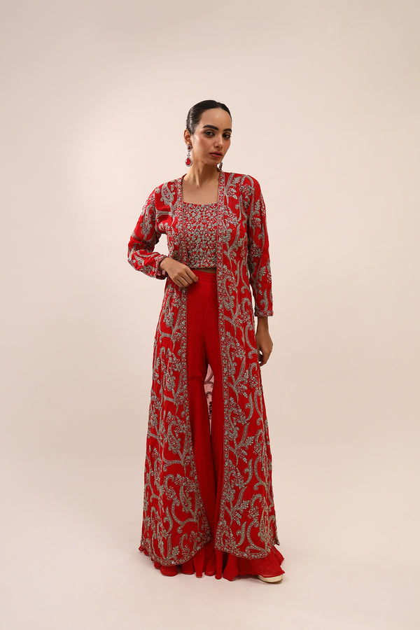 Scarlet Elegance Indo-Western Set