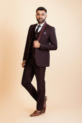 Wine 3 Piece Suit