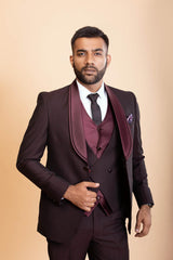 Wine 3 Piece Suit