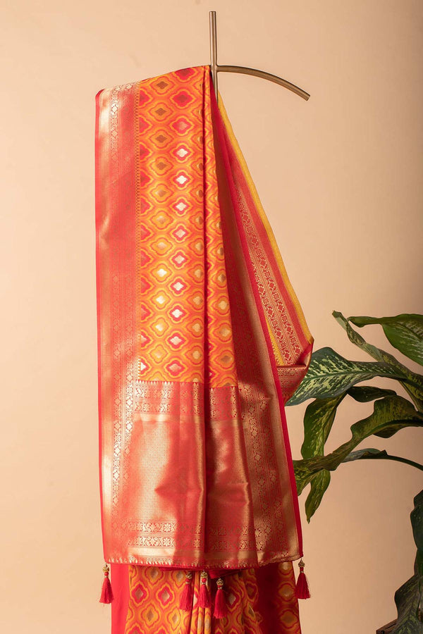 Orange & Yellow Blended Silk Saree
