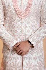 Off white Raw Silk Sherwani