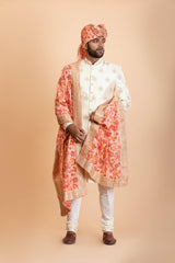 Gold Raw silk Sherwani