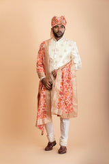 Gold Raw silk Sherwani