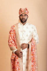 Gold Raw silk Sherwani