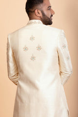 Gold Raw silk Sherwani