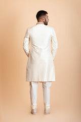 Ivory Raw Silk Sherwani