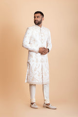 Off white Sherwani with Resham work