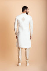 Off white Raw Silk Sherwani