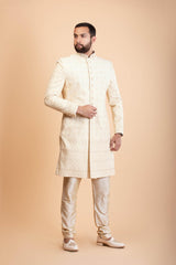 Ivory Georgette Sherwani