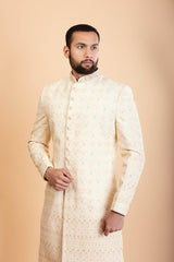 Ivory Georgette Sherwani