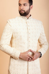 Ivory Georgette Sherwani