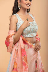 Powder Blue Georgette Lehenga with Sequins