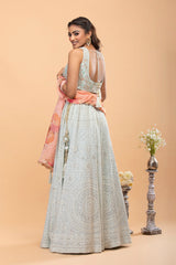 Powder Blue Georgette Lehenga with Sequins