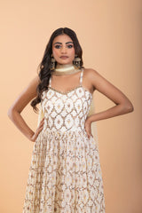 Light Cream Georgette Anarkali Set