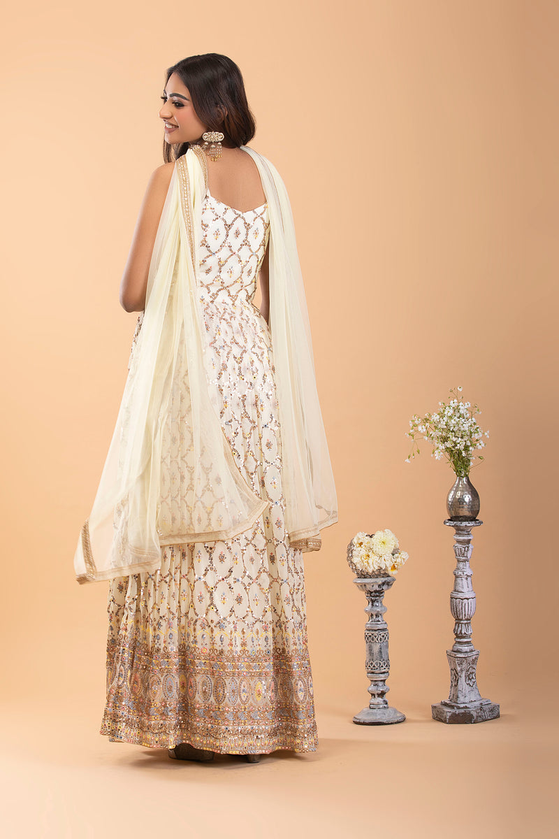 Light Cream Georgette Anarkali Set