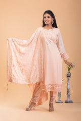 Salmon Pink Georgette Straight Suit