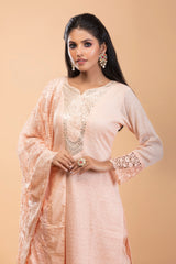 Salmon Pink Georgette Straight Suit