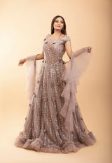 Pink Rose Net Cocktail Gown