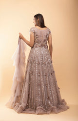 Pink Rose Net Cocktail Gown
