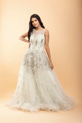 Mint Green Net Cocktail Gown