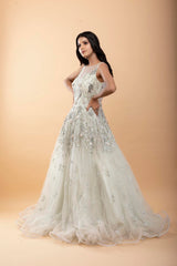 Mint Green Net Cocktail Gown