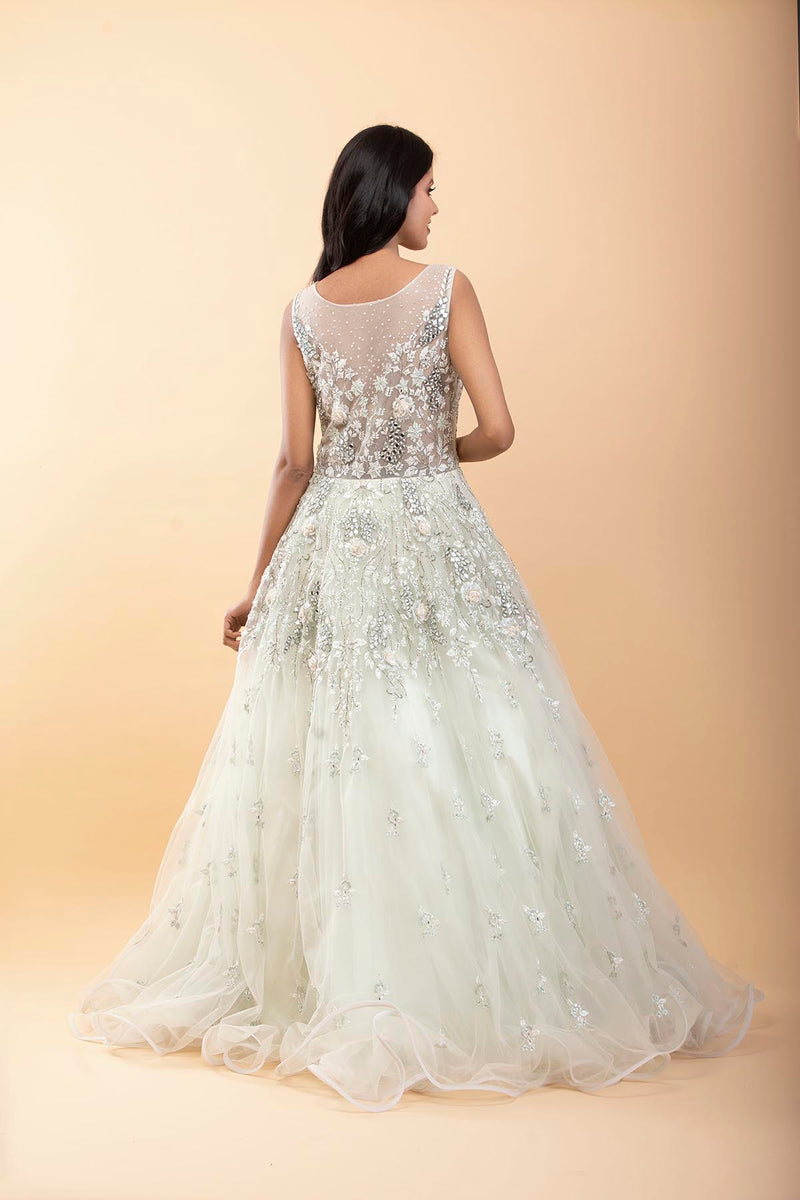 Mint Green Net Cocktail Gown