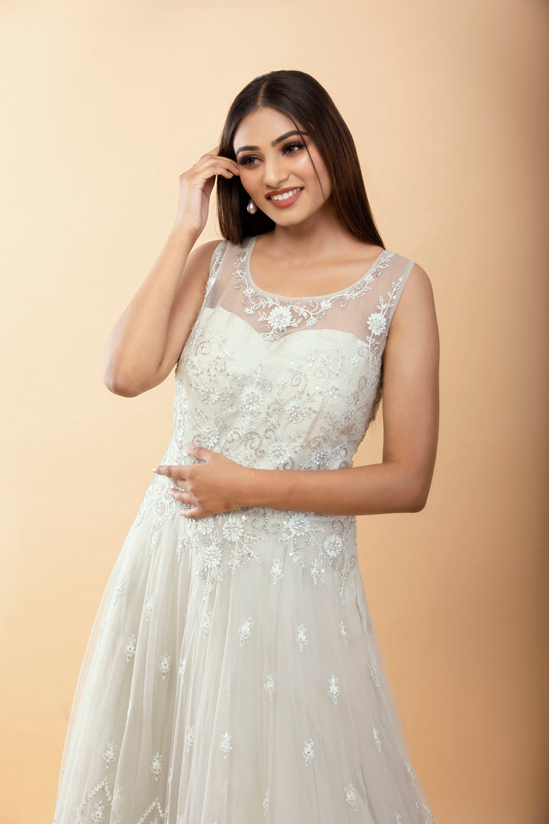 Mint Green Net Cocktail Gown