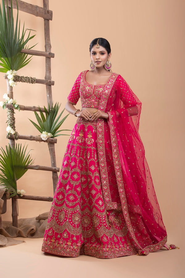 Magenta Pink Bridal Lehenga Set