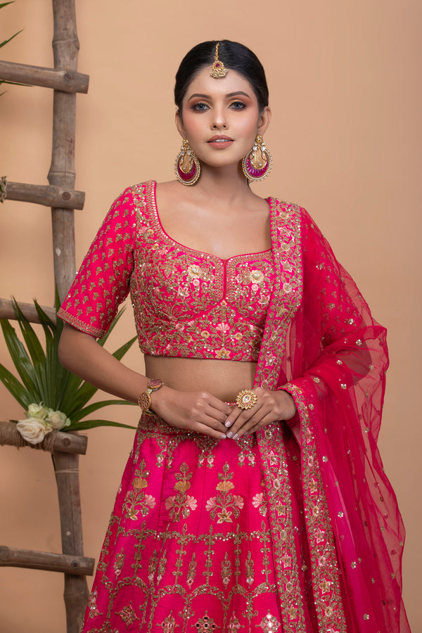 Magenta Pink Bridal Lehenga Set