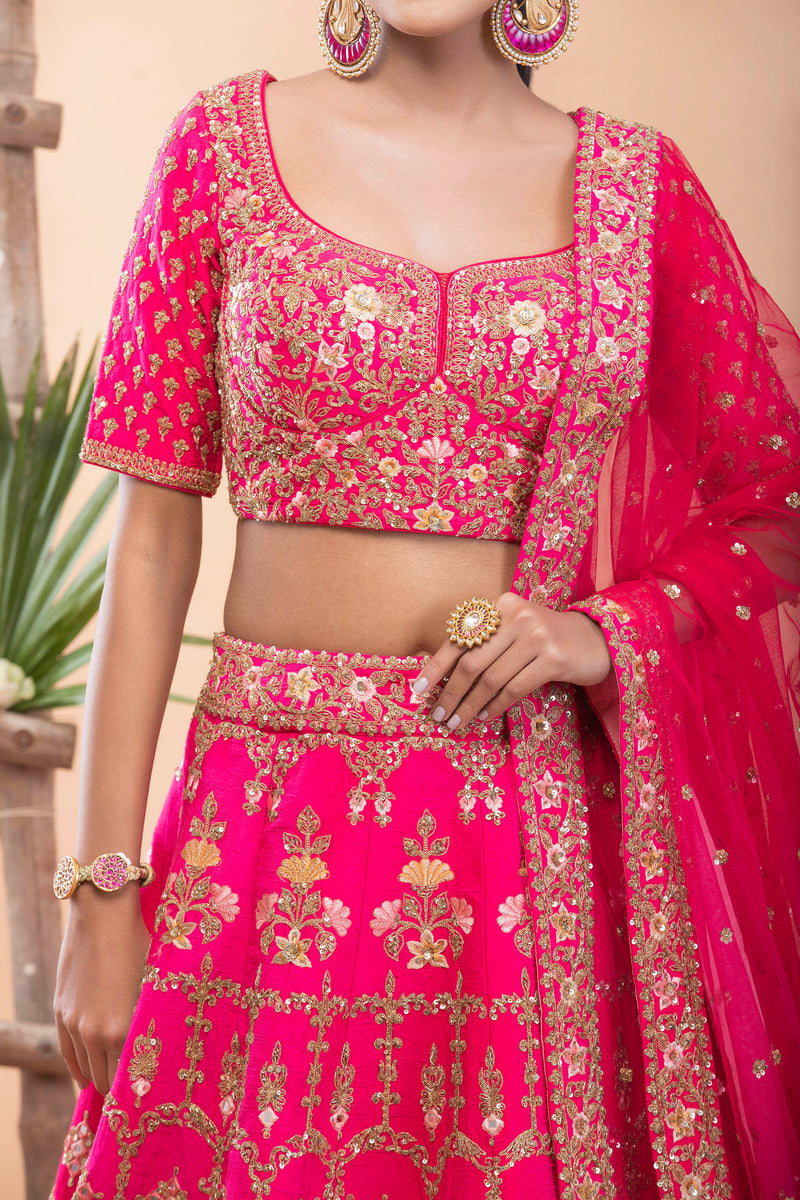 Magenta Pink Bridal Lehenga Set