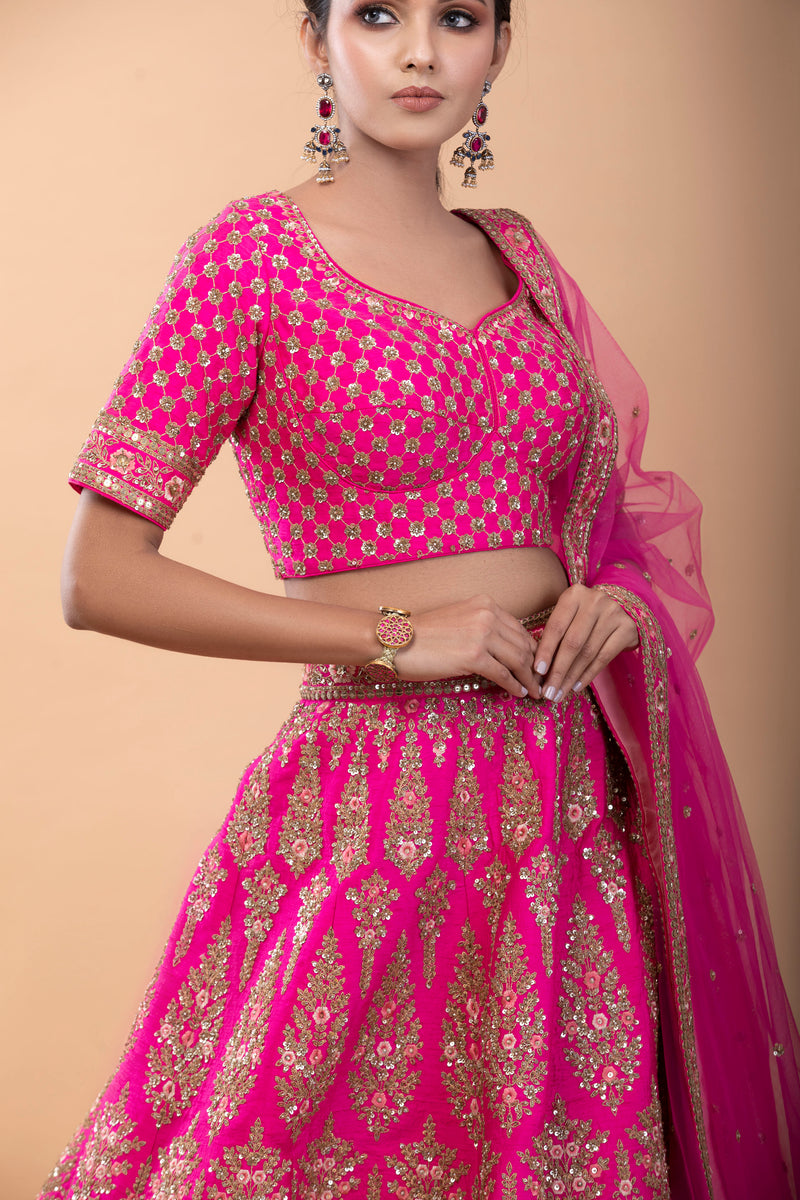 Fuschai Pink Bridal Lehenga set
