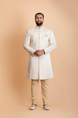 Ivory Raw Silk Sherwani