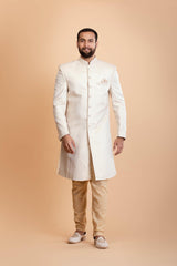 Ivory Raw Silk Sherwani