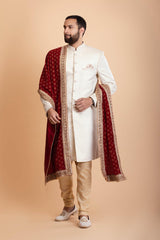 Ivory Raw Silk Sherwani