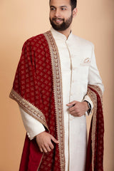 Ivory Raw Silk Sherwani