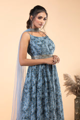Grey Georgette Anarkali Set